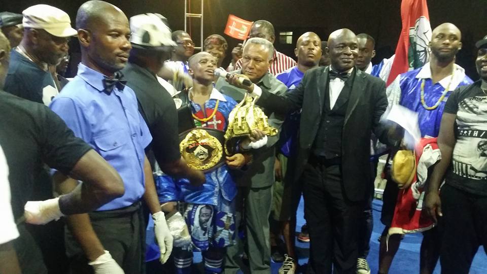 Dogboe is all smiles in ring after retaining his WBO Africa and WBA Pan-Africa titles