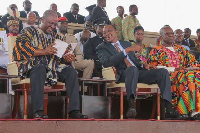 Uhuru Kenyatta was special guest of President Mahama at Ghana's 59th Independence Day celebrations in Accra yesterrday