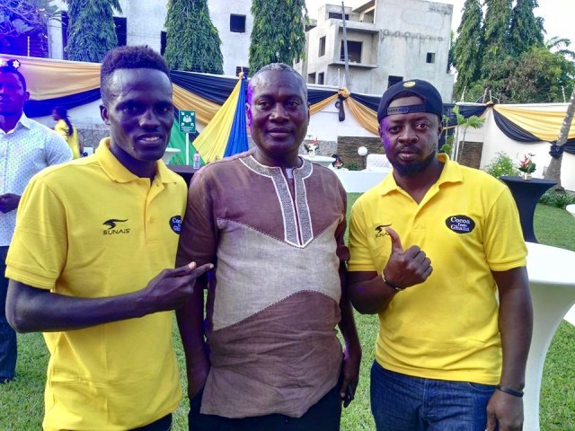 Boxer Omar Wahid with coach Akai Nettey and Gideon Quartey