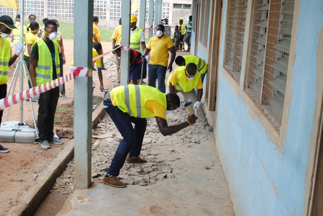 MTN staff volunteers prepare site for refurbishment at Mampong School for the Deaf