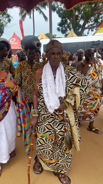 Paramount chief of Ada Traditional Area, Nene Abram Akuaku III arrives at durbar grounds