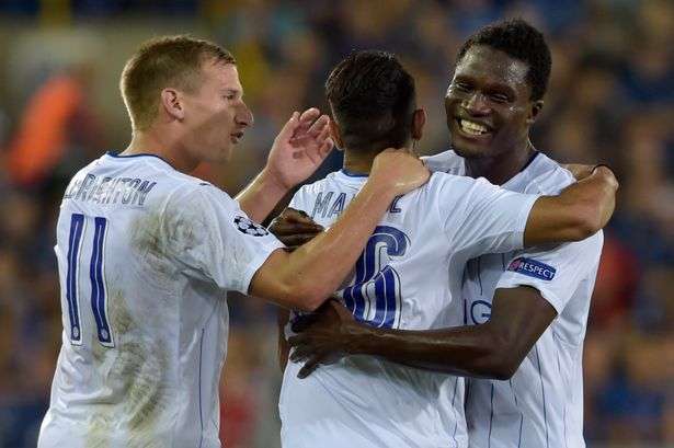 Amartey and Marc Albrighton congratulate two-goal Riyad Mahrez during Wednesday's win