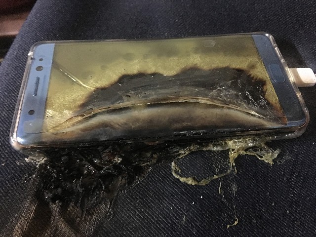 Damaged Samsung Galaxy Note 7 phone