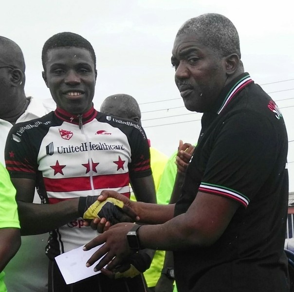 Frank Awuku receives his winning cheque