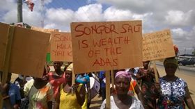 The Ada Songor Salt Women Association held a peaceful demonstration at Sege on Thursday