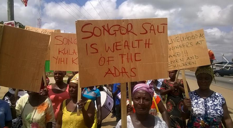 The Ada Songor Salt Women Association held a peaceful demonstration at Sege on Thursday