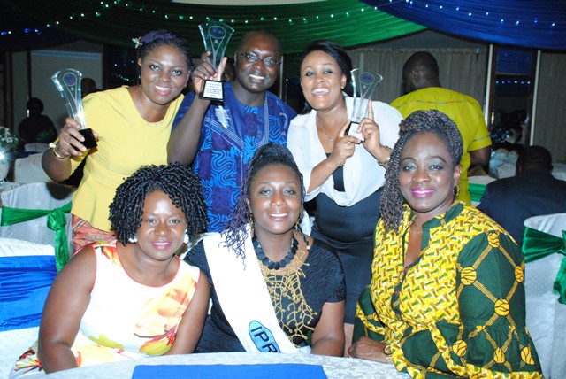 MTN Team celebrating all three awards with Mrs. Cynthia Lumor