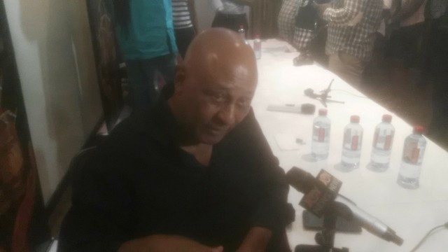 Al Hamilton speaks to the media in accra