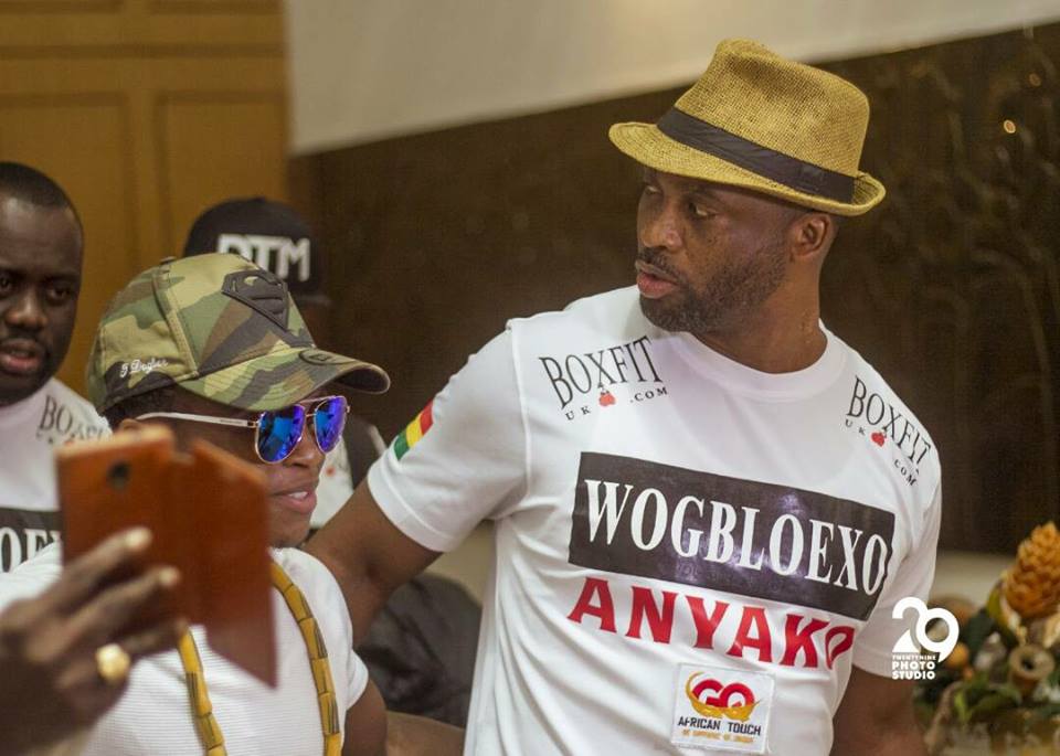 Paul Dogboe (right) father and trainer with son Isaac (middle) and legal advisor of Team Dogboe, Ellis Quashiga