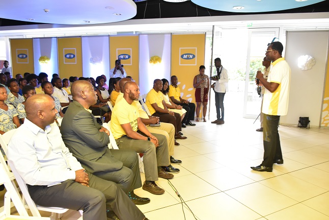 Mr. Selorm Adadevor, CEO of MTN Ghana addressing staff and students at MTN Y'ello Career Day
