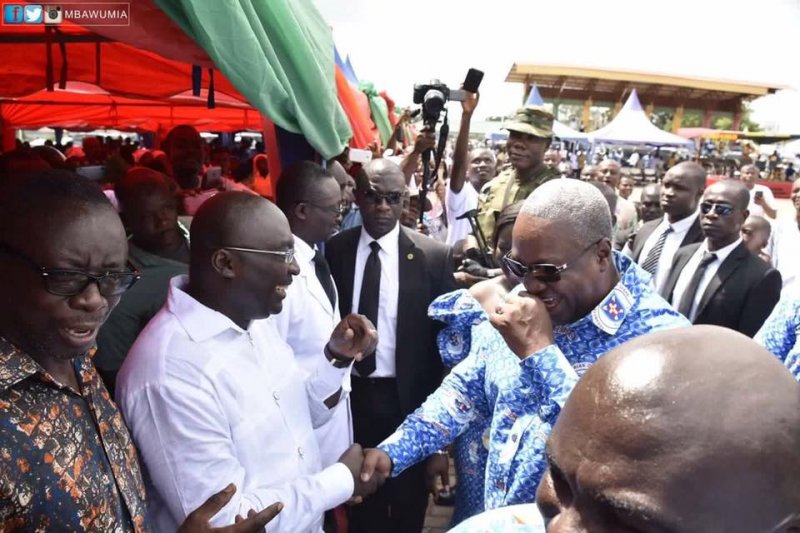 Photos: Prez Mahama hugs, smiles with critics Martey and Bawumia